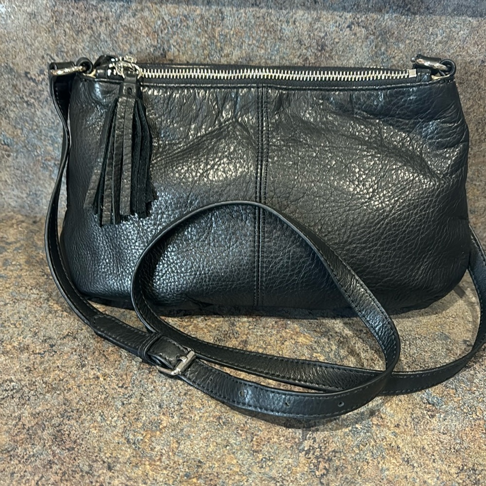 Purse Margot Genuine Leather black with tassels